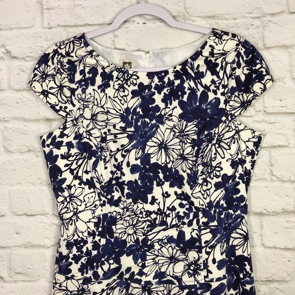 Anne Klein Floral Cap Sleeve Scoop Neck Dress 10 - Picture 2 of 8